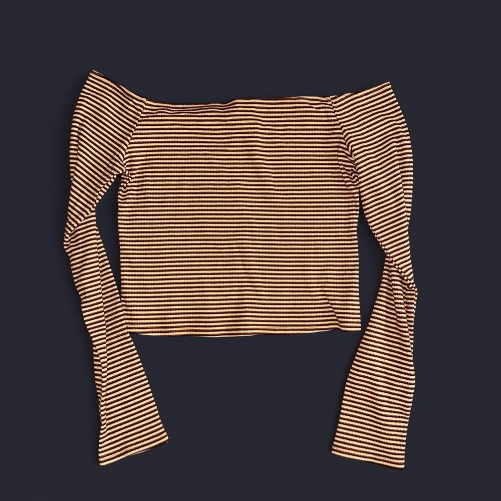 UO Striped Off-The-Shoulder Top Orange